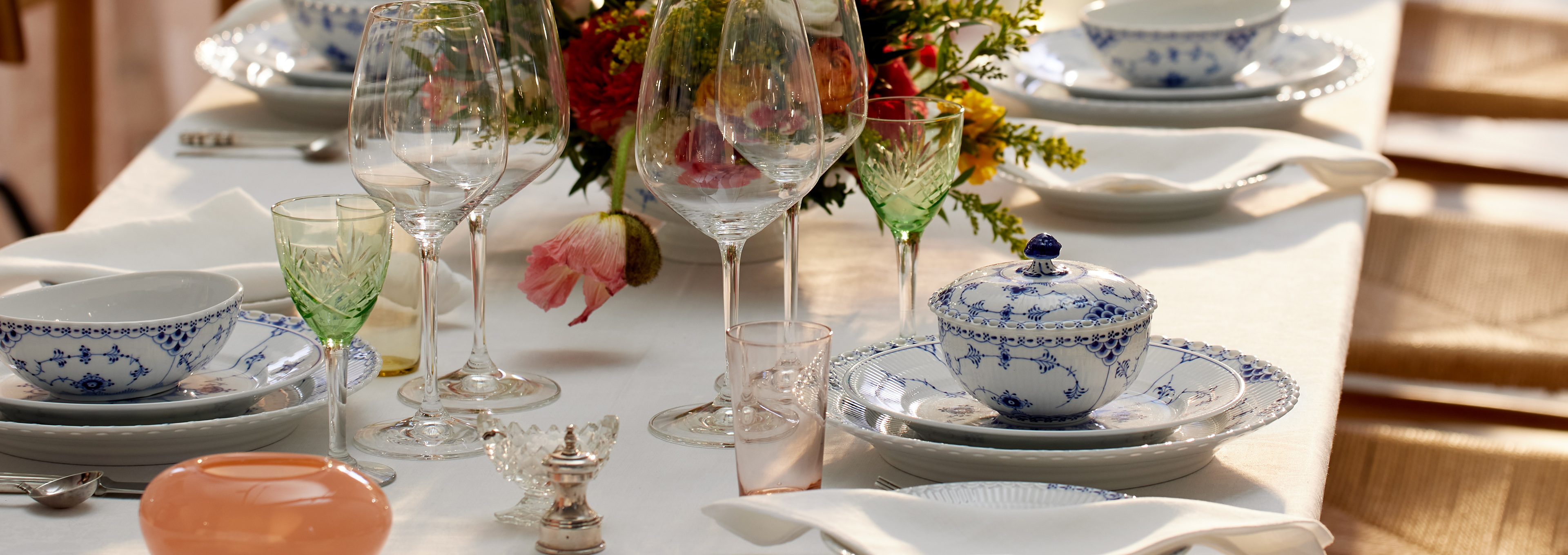 A beautiful table setting with pieces from Royal Copenhagen